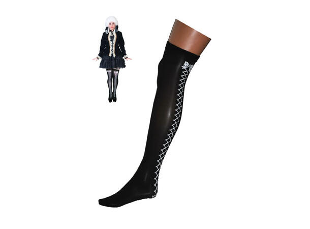 Knestrømper - Sykepleier - Sort m/Sløyfe 1 Par 