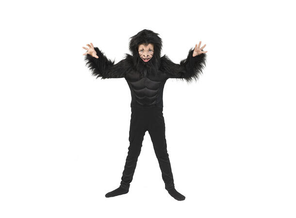 Kostyme - Gorilla 1 Pelskledd kjeledress og hodepynt 