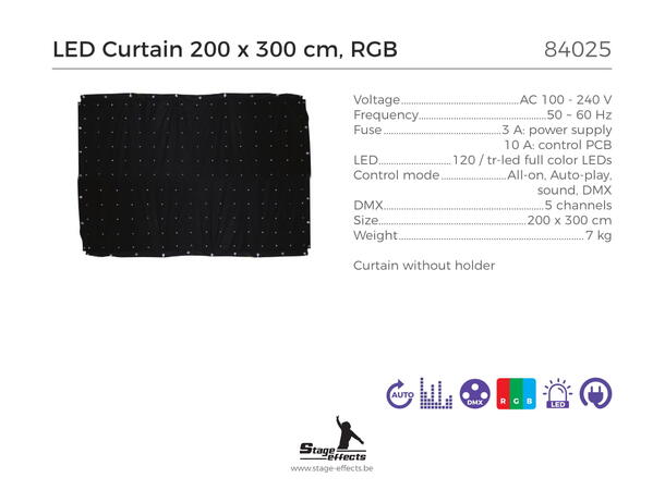 LED-lys gardin - 2x3m Mål: 200x300cm - 7kg