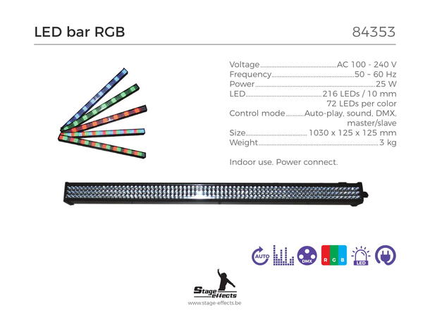 LED bar 100 cm RGB Mål: 103x12,5x12,5cm - 3kg - 25w