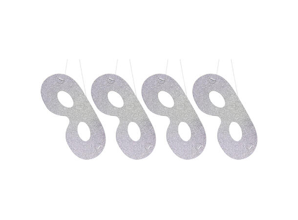 Masker - Metallic Sølv 4 stk masker i papir med strikk
