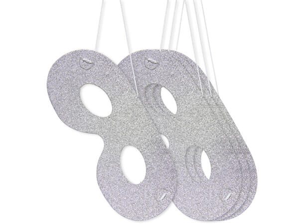 Masker - Metallic Sølv 4 stk masker i papir med strikk