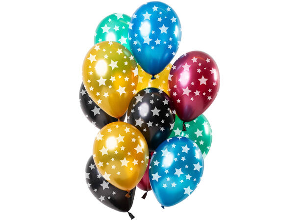 Metallic Stars - Ballongbukett 12 Gummiballonger - 12" (30cm)