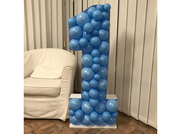 Mosaikkramme til ballonger - Tallet 1 1 Ramme i isopor/bølgepapp - 120cm høyde