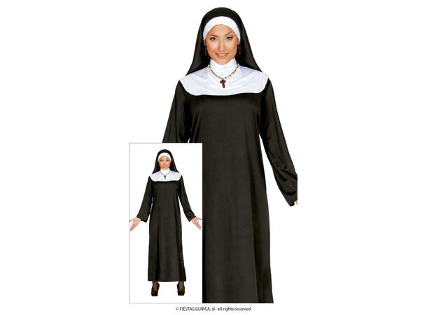 Nonne - Sort lang - Drakt og hodeplagg 1 Damekostyme - Str 42-44 (L) 