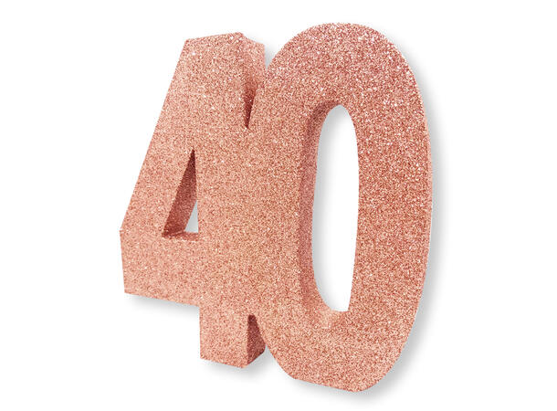 Nummer 40 Glitter Rosegull Borddekorasjon - 20x20x3cm