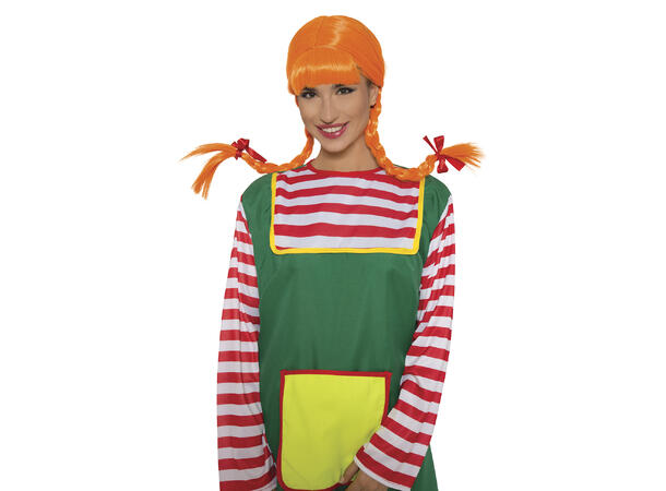 Oransje parykk med fletter 1 Parykk i boks 