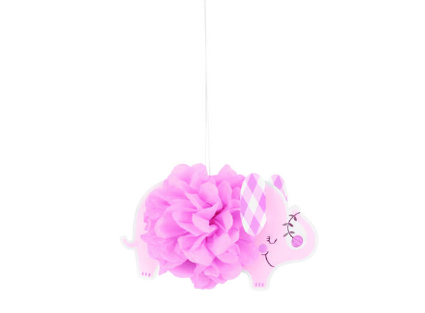 Pink Floral Elephant 3 Pompom hengedekor - 23cm