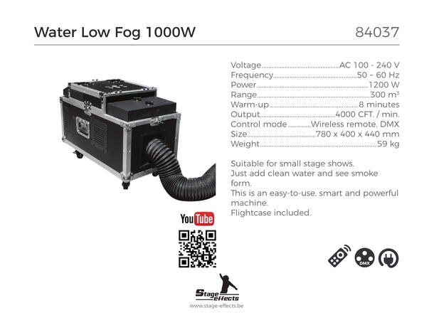 Røymaskin  - Vannbasert - Lav røyk Mål: 78x40x44cm - 59kg - 1000w