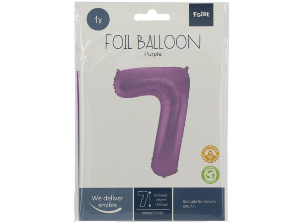 Tallballong - Matt Lilla 7 1 Folieballong - 86cm (34")