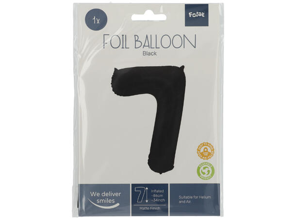 Tallballong - Matt Sort 7 1 Folieballong - 86cm (34")