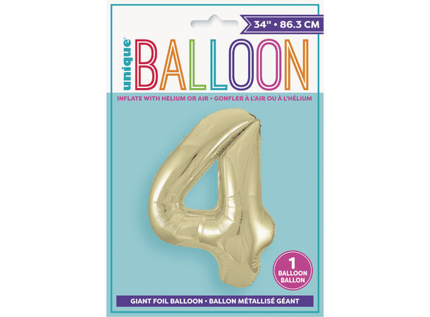 Tallballong - #4 - Hvitt gull 1 Folieballong - 86cm (34")