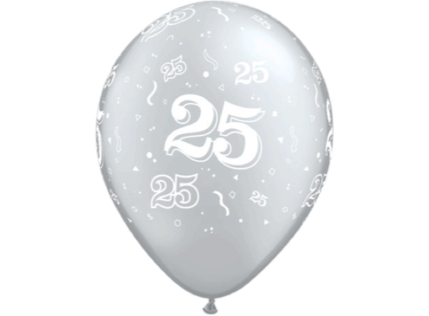 25-a-round - Sølv 25 gummiballonger - 28cm (11")