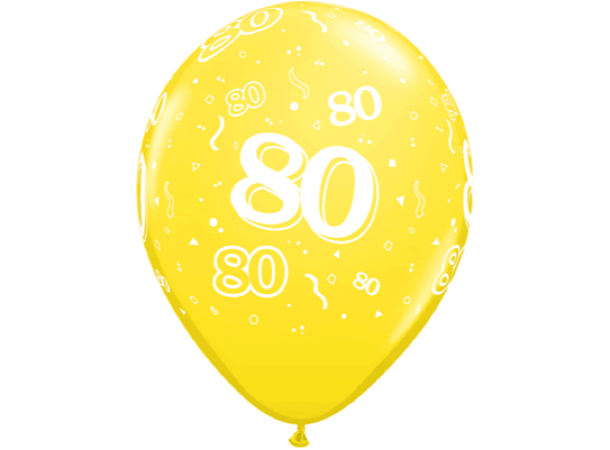 80-a-round - Assorterte farger 6 gummiballonger - 28cm (11")
