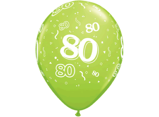 80-a-round - Assorterte farger 6 gummiballonger - 28cm (11")