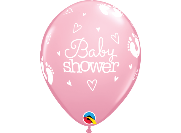 Babyshower Footprint & Hearts - Pastel 25 gummiballonger - 28cm (11")