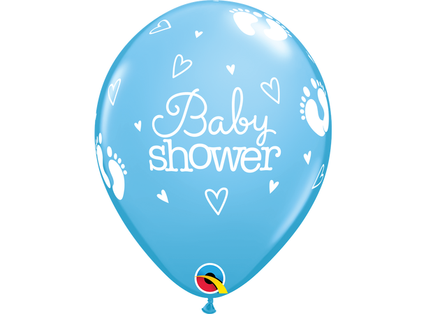 Babyshower Footprint & Hearts - Pastel 25 gummiballonger - 28cm (11")