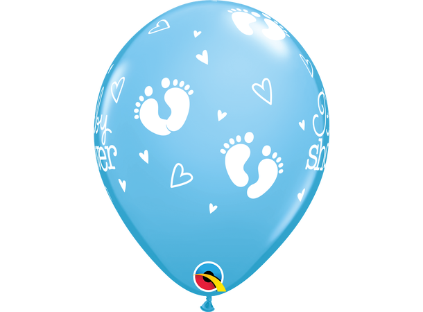 Babyshower Footprint & Hearts - Pastel 25 gummiballonger - 28cm (11")