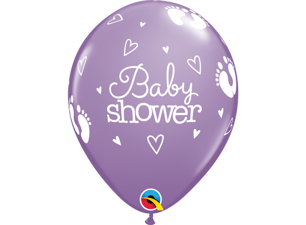 Babyshower Footprint & Hearts - Pastel 25 gummiballonger - 28cm (11")