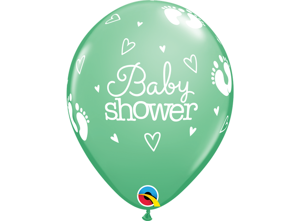 Babyshower Footprint & Hearts - Pastel 25 gummiballonger - 28cm (11")