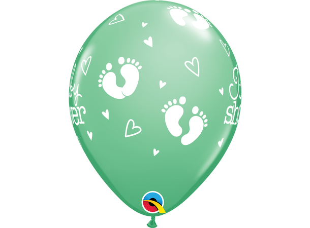 Babyshower Footprint & Hearts - Pastel 25 gummiballonger - 28cm (11")