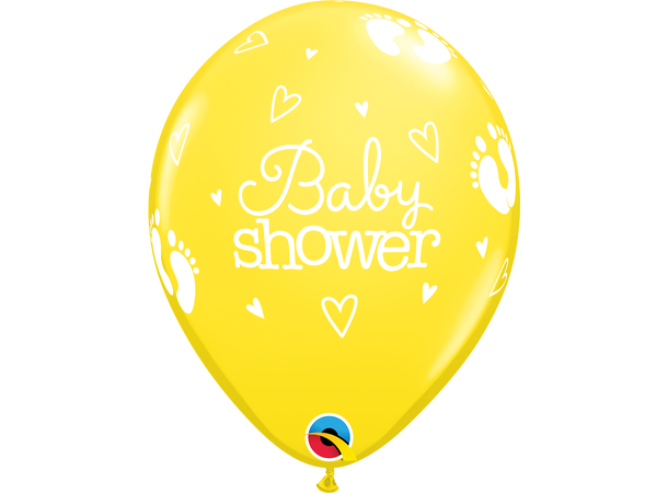 Babyshower Footprint & Hearts - Pastel 25 gummiballonger - 28cm (11")
