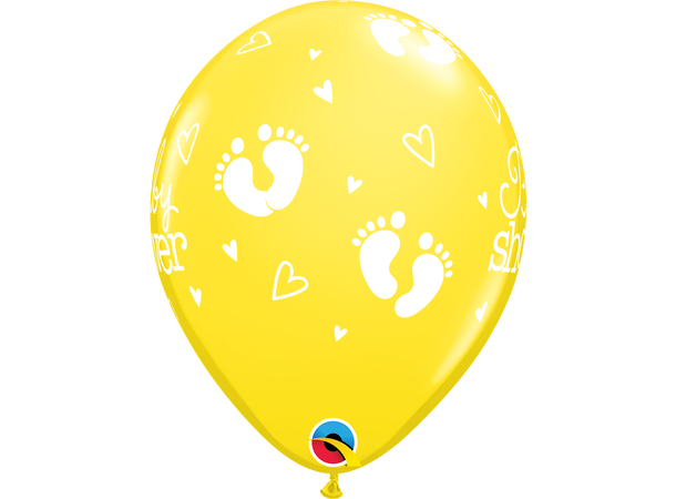 Babyshower Footprint & Hearts - Pastel 25 gummiballonger - 28cm (11")