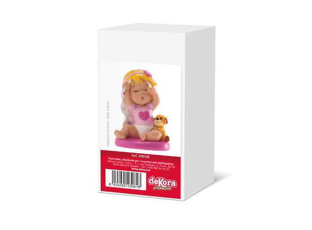 Barendåp - Gjespende baby jente 1 Kakefigur i plast - 10cm
