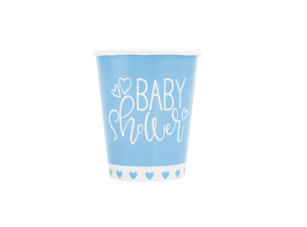 Blue Hearts Baby Shower 8 Kopper i papp - 2,5dl