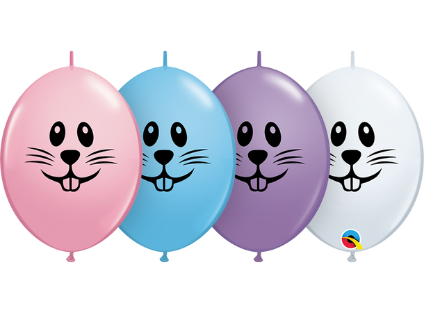 Bunny Face, Assortere farger  6QL 50 gummiballonger - Quick Link 15 cm