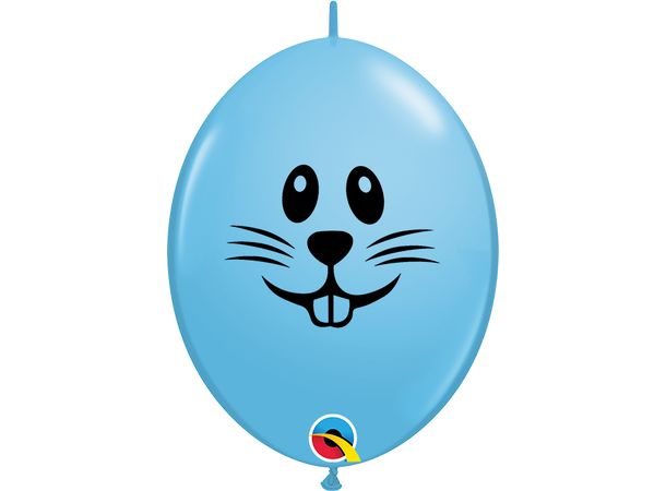 Bunny Face, Assortere farger  6QL 50 gummiballonger - Quick Link 15 cm