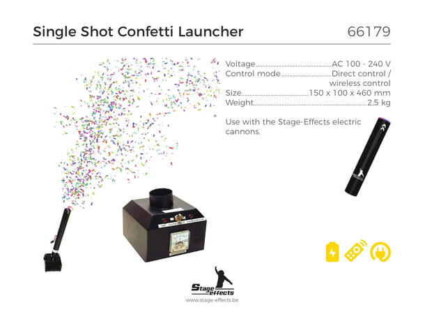 Confetti launcher single shot Mål: 15x10x46cm - 2,5kg