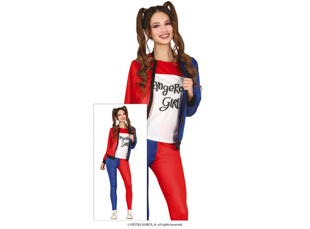 Dangerous Girl - Rød og blå 1 Kostyme til jente -Str 14-16 År(168cm) 