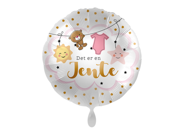 Det er en Jente - Babydekor 1 Folieballong rund - 17" - (43cm)