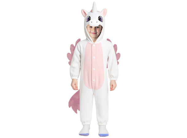 Enhjørning - Kigurumimi - Hvit/Rosa 1 Barnekostyme Unisex - Str 3-4år 