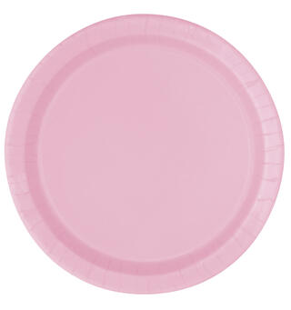 Ensfarget Lys Rosa - Plastfri 8 Runde tallerkener i papp - 23cm