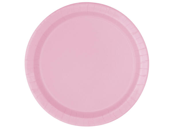 Ensfarget Lys Rosa - Plastfri 8 Runde tallerkener i papp - 23cm