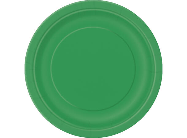 Ensfarget Smaragdgrønn - Plastfri 8 Runde tallerkener i papp - 18cm