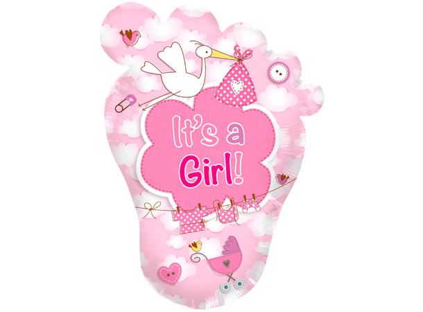 Figurballong Rosa Babyfot Folieballong med form - 70x50cm