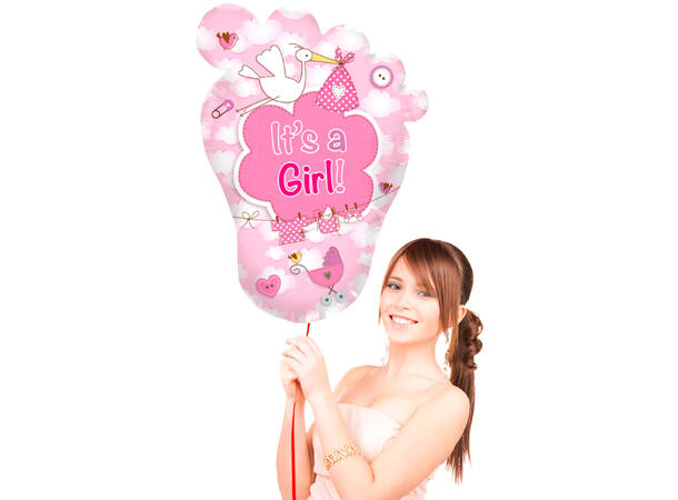 Figurballong Rosa Babyfot Folieballong med form - 70x50cm