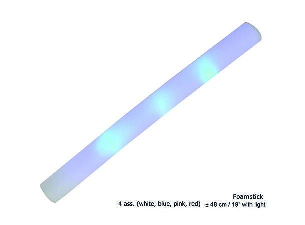 Foam stick med LED-lys - Rosa 1 Foam Stick - 48cm - Inkl batteri