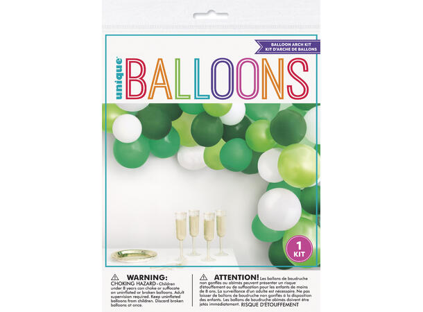 Grønn og hvit ballongbue sett 1 Dekorkit med 40 ballonger