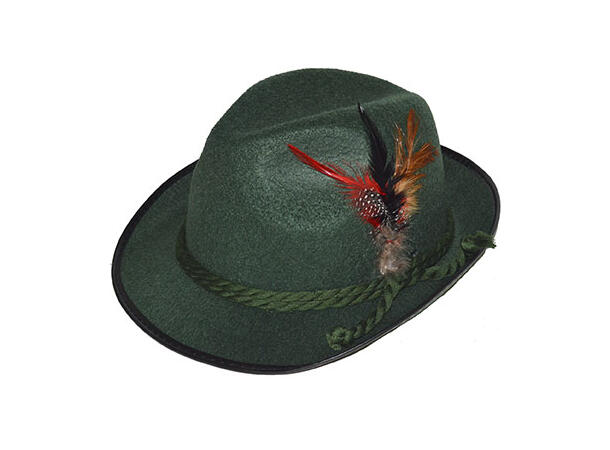 Hatt - Oktoberfest - Mørk Grønn Fjær 1 Hatt