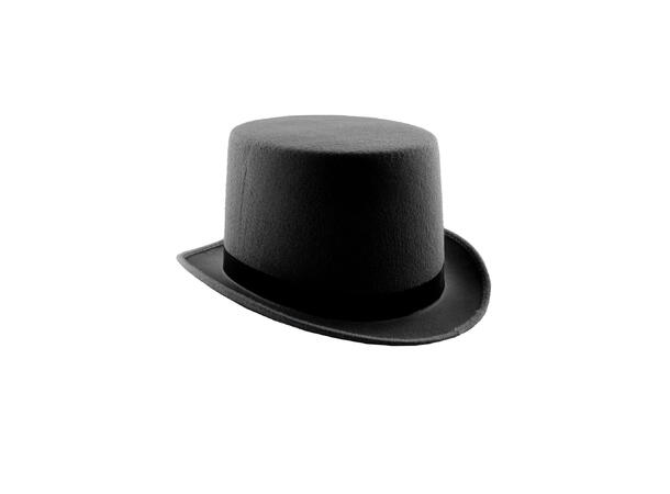 Hatt - Sylinder med Bånd - Sort 1 Hatt - 57cm