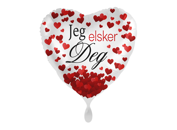 Jeg Elsker Deg - Rode hjerter 1 Folieballong hjerte - 17" - (43cm)