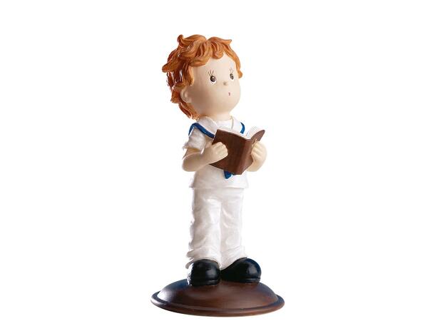 Konfirmasjon - Animert stil - gutt m/Bok 1 Kakefigur i plast - 12cm
