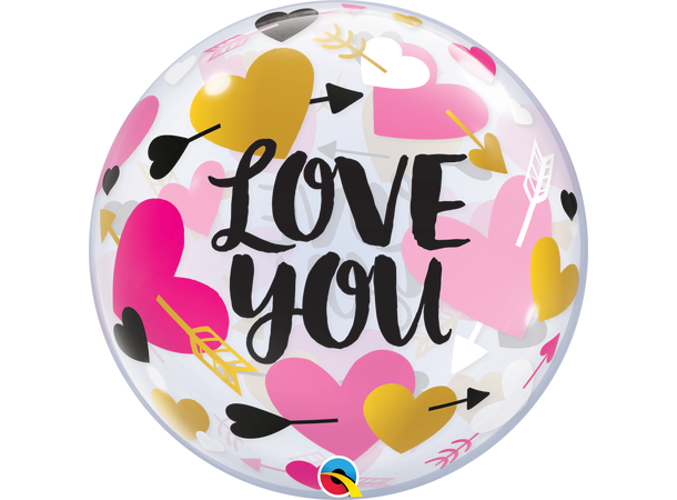 Love You Hearts & Arrows 1 Bubbleballong - 56cm (22")