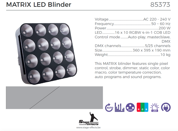 MATRIX LED blinder - RGB Mål: 36x40x19cm - 10kg