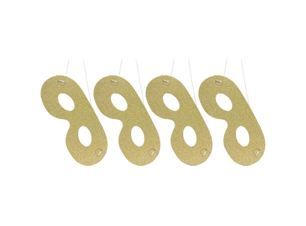 Masker - Metallic Gull 4 stk masker i papir med strikk