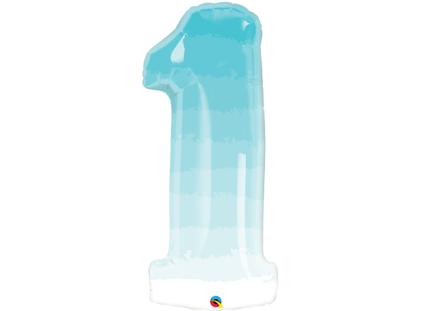 Number One Blue Ombre 1 Stor folieballong – 97cm (37")